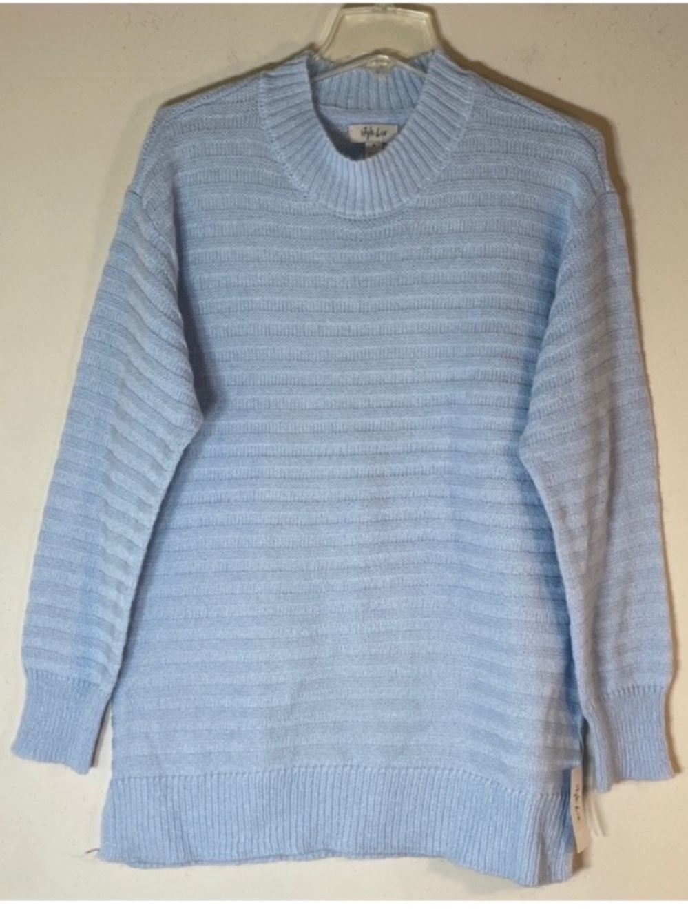 Style & Co. Boho Soft Sky Blue Crew Neck Tunic Sweater. M. NWT.